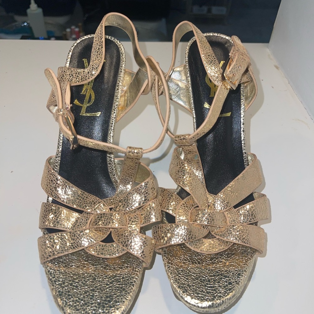 YSL gold heels